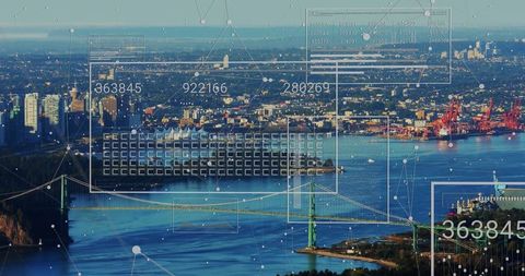 Digital Interface Augmented Cityscape with Data Overlays