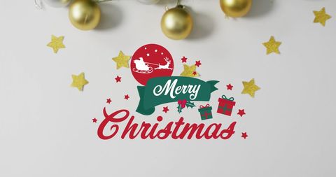 festive merry christmas greetings with gold stars - Download Free Stock Images Pikwizard.com