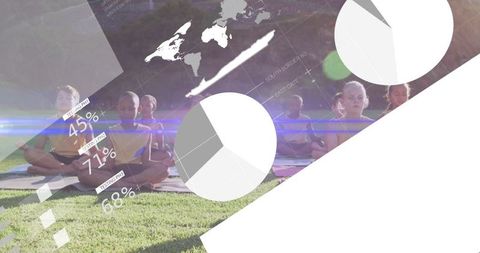 Children Practicing Yoga Outdoors with Data Visualization