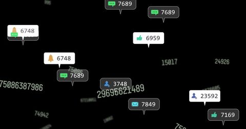 Dynamic Social Media Data Stream Animation on Black Background - Download Free Stock Images Pikwizard.com
