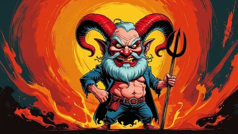 Fiery satan standing strong in inferno