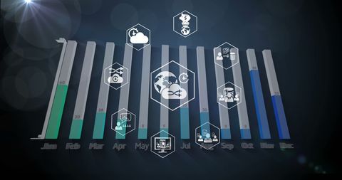 Digital Data Processing Graph Over Blue Background - Download Free Stock Images Pikwizard.com