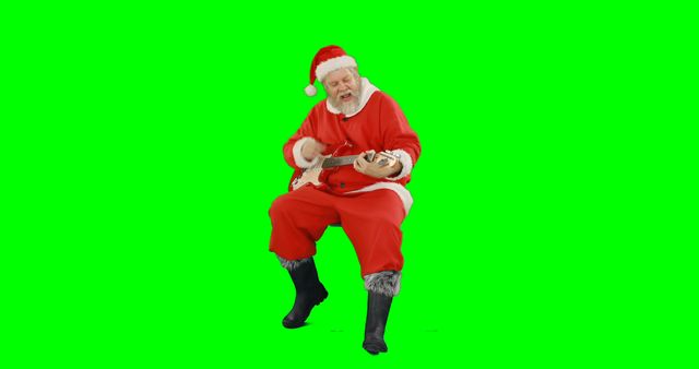 Santa Claus Rocking with Electric Guitar on Green Screen Background - Download Free Stock Images Pikwizard.com