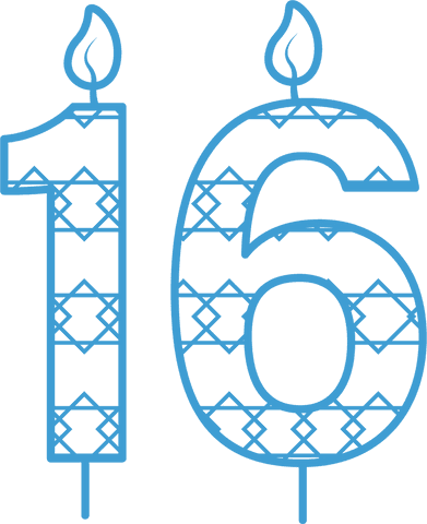 blue 16 birthday candle with decorative pattern on transparent background - Download Free Stock Videos Pikwizard.com