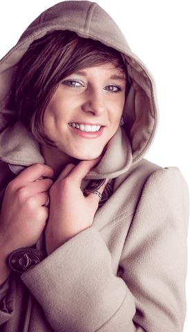 smiling woman in hooded winter coat on transparent background - Download Free Stock Videos Pikwizard.com