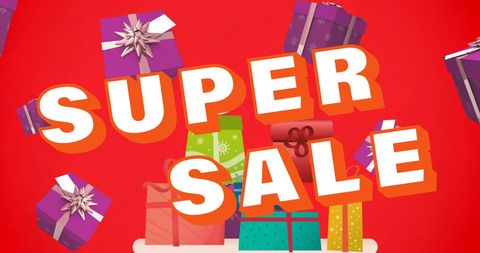 Festive Super Sale with Colorful Gift Boxes