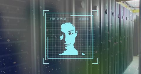 Digital Face Recognition Overlay in Data Center - Download Free Stock Images Pikwizard.com