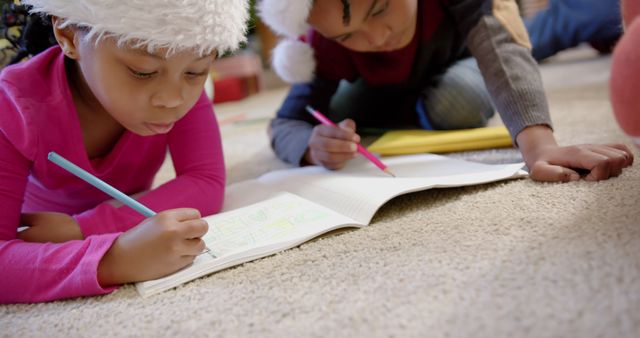 Children Drawing and Writing in Holiday Season - Download Free Stock Images Pikwizard.com