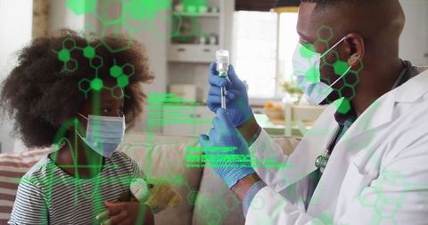 Doctor Preparing Vaccine for Child in Home Healthcare Visit