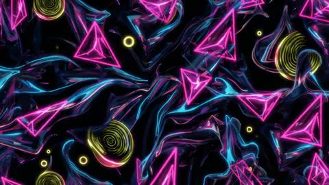 Vibrant Geometric Neon 3D Animation With Abstract Prisms