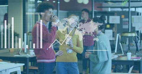 Global Business People Analyzing Financial Data Projection