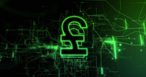 Glowing Pound Symbol on Futuristic Digital Background - Download Free Stock Images Pikwizard.com