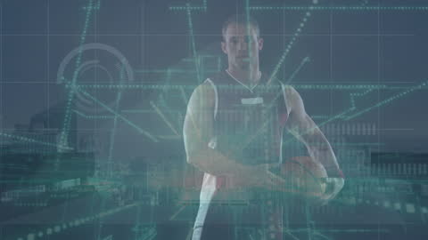 Futuristic Basketball Technology with Digital Connections