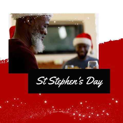 family celebrating st stephen's day in festive santa hats - Download Free Stock Templates Pikwizard.com