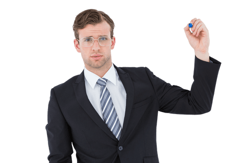 Transparent Background Geeky Businessman Holding Marker - Download Free Stock Videos Pikwizard.com