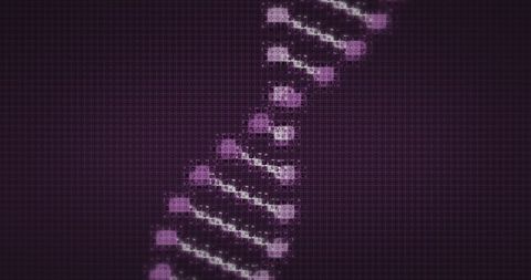 Digital DNA Strand on Dark Background in Purple Tint