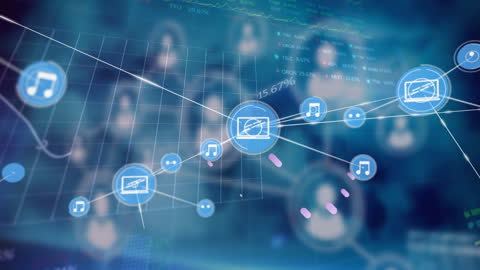 Network of Digital Connections in Technological Interface Background