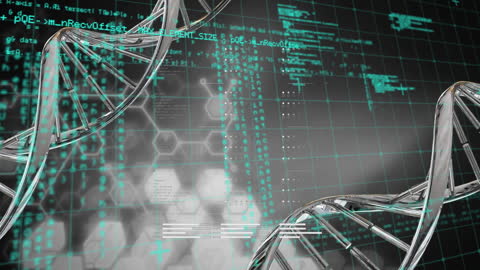DNA Helix with Digital Data Overlay