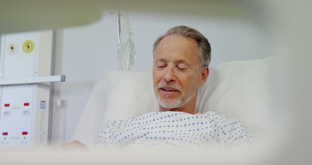 Senior Man Relaxing in Hospital Bed - Download Free Stock Images Pikwizard.com