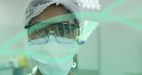 African American Surgeon Analyzing DNA Strand in Modern Medical Setting