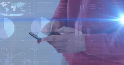 Professional Engaged with Smartphone and Data Visualization Interface - Download Free Stock Images Pikwizard.com