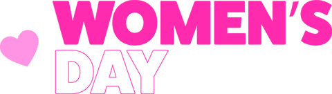 Bold women's day text with heart on transparent background