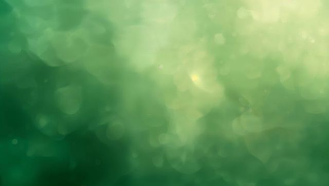 Green bokeh light field evoking sunlit forest ambience and soothing abstract glow
