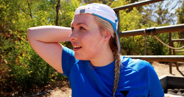 Young Woman Pausing During Outdoor Workout - Download Free Stock Images Pikwizard.com