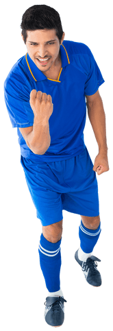Ecstatic Football Player Celebrating Goal on Transparent Background