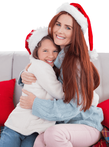 Christmas Mother Daughter Hug Transparent Background