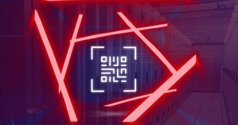 Neon QR Code Scanner in Computer Server Room Illumination - Download Free Stock Images Pikwizard.com