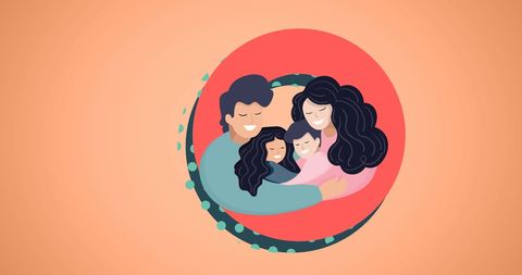 Happy family embrace illustrating love and support