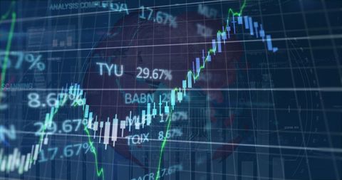 Global Financial Data Interface with Rotating Globe Overlay - Download Free Stock Images Pikwizard.com