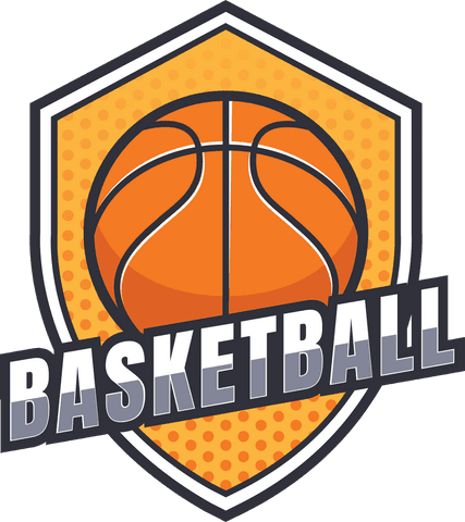 Basketball text with orange ball vector on transparent background