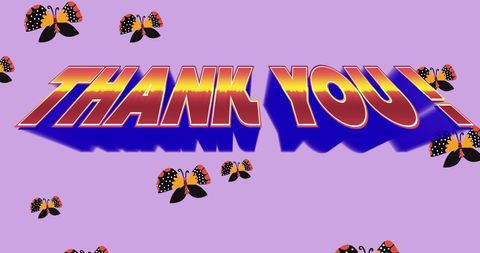 colorful 3d thank you with butterflies on pastel background - Download Free Stock Images Pikwizard.com