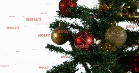 Festive Christmas Tree with Gold and Red Baubles - Download Free Stock Images Pikwizard.com