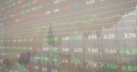 Financial Data Overlay with Cityscape for Global Business Analysis
