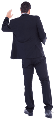 Businessman in Suit Thinking with Back Turned Transparent