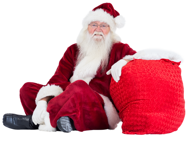 Santa in Traditional Red Suit with Gift Sack, Transparent Background - Download Free Stock Videos Pikwizard.com