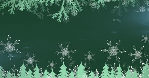 snowflakes glowing over evergreen trees christmas background - Download Free Stock Images Pikwizard.com