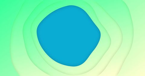 Morphing blue abstract shape on green layers