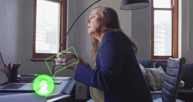 Woman using augmented reality to interact with computer at modern office - Download Free Stock Images Pikwizard.com