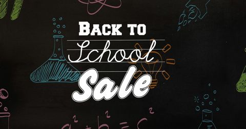 Back to School Sale Chalkboard Banner with Education Icons - Download Free Stock Images Pikwizard.com