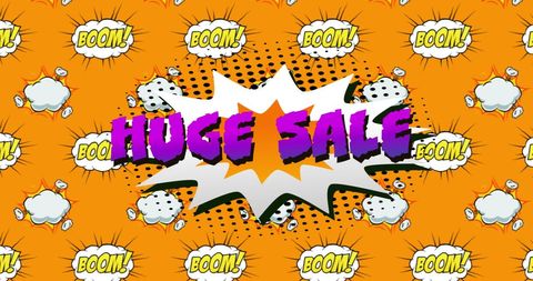 Retro Comic Style Huge Sale Graphic with Boom Explosions