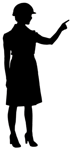 Businesswoman Silhouette Pointing on Transparent Background