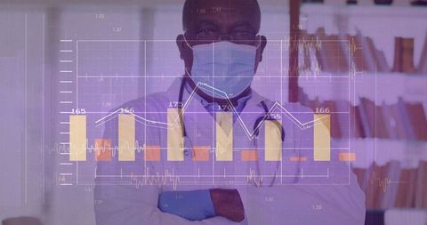Medical professional analyzing data overlaid with clinical charts