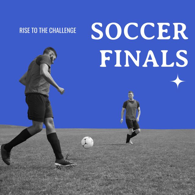 Soccer Finals Announcement with Action Poses of Male Football Players - Download Free Stock Templates Pikwizard.com