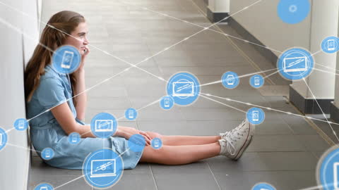Young Woman Engaging with Technology Network Connections