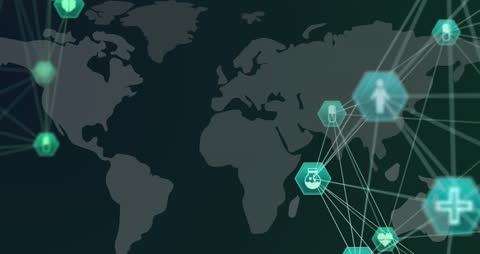 Global Connections on Digital World Map Display