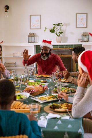 Festive African American Family Celebrating Christmas